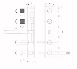 Bateria wannowa 5-otworowa podtynkowa Omnires Contour CT8037-1CPB miedź szczotkowana