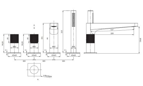 Przejdź do produktu Bateria nawannowa 4-otworowa Omnires Contour CT8032CPB miedź szczotkowana