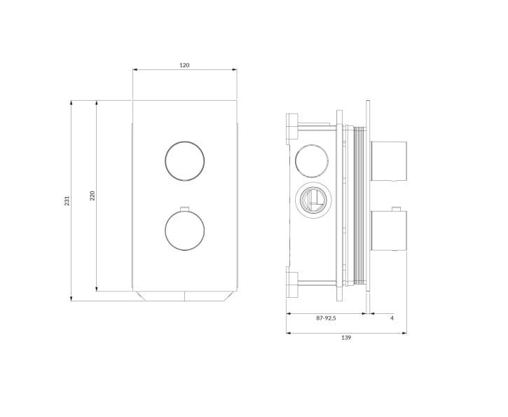 Bateria termostatyczna Omnires Contour CT8036CPB miedź szczotkowana