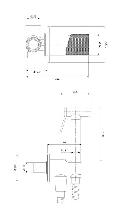System bidetowy podtynkowy Omnires Contour SYSCTBI1CPB miedź szczotkowana