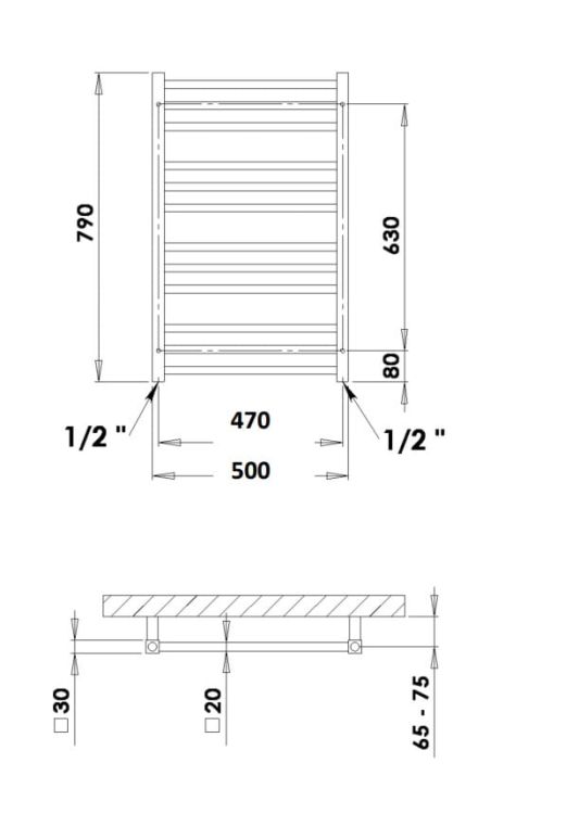 Grzejnik łazienkowy 50x79 cm PMH Avento AV1