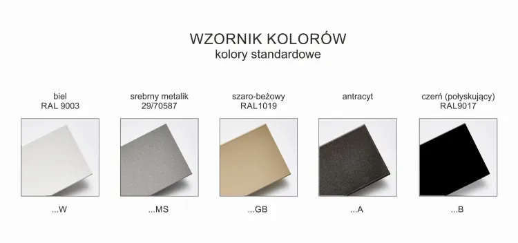 Wzornik kolorów - kolory standardowe.