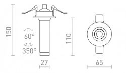 LUMIS 11 DIMM wpuszczana czarna 230V LED 7W 38° 3000K