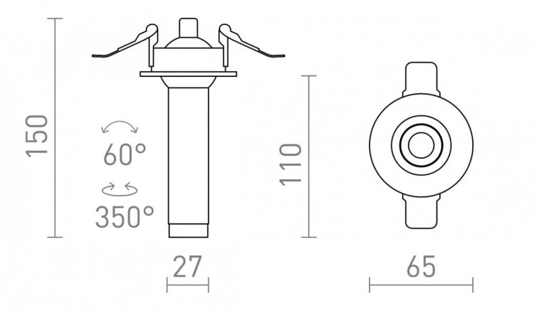 LUMIS 11 DIMM wpuszczana biała 230V LED 7W 38° 3000K