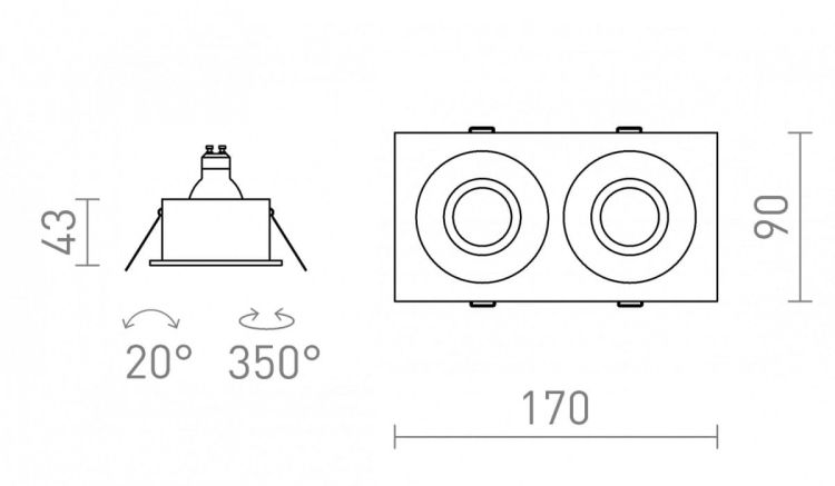 GALO II wpuszczana biała 230V LED GU10 9W IP65