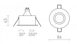 GALO R wpuszczana czarna 230V LED GU10 9W IP65