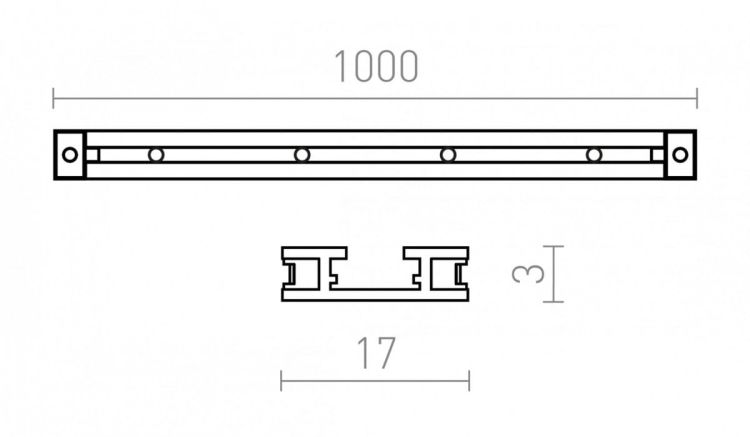 VEGA 1m szyna czarna 24=