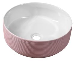 ARDEA ceramiczna umywalka nablatowa śr. 41cm, różowa