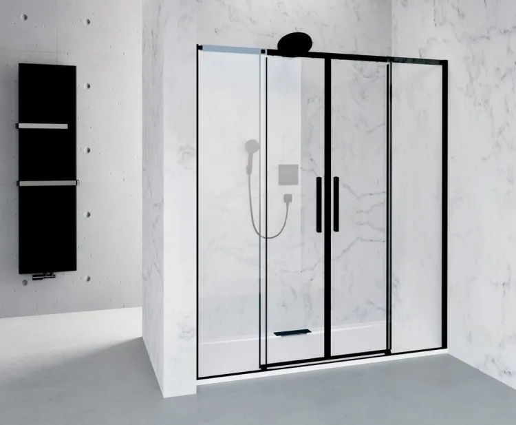 ALTIS BLACK drzwi prysznicowe przesuwne 1770-1810mm, wysokość 2000mm, szkło czyste