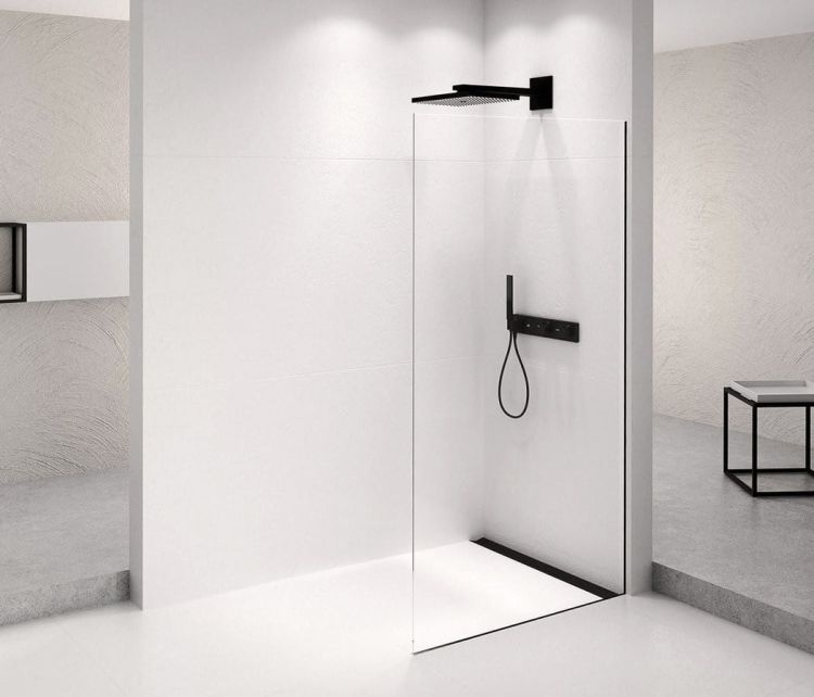 ARCHITEX BLACK MATT walk-in, 1362 mm, szkło czyste