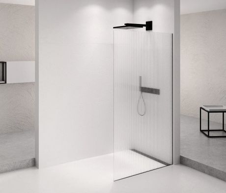 Przejdź do produktu ARCHITEX BLACK MATT walk-in, 1362 mm, szkło Flute