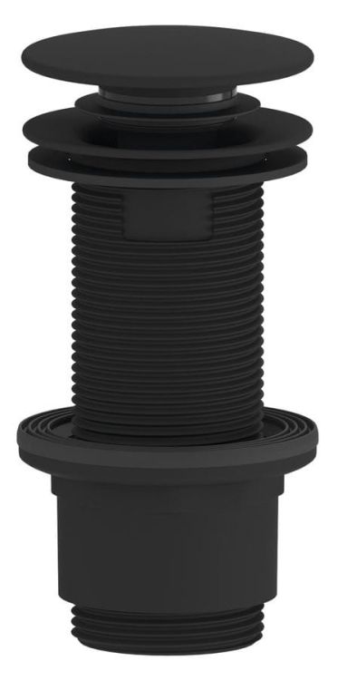 Odpływ umywalkowy 5/4”, klik-klak, duży korek, 10-80mm, ABS/czarny mat