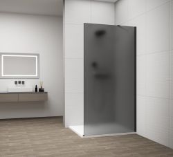 ESCA BLACK MATT jednoczęściowa kabina przysznicowa Walk-In, montaż przy ścianie, szkło mat dymione, 800 mm