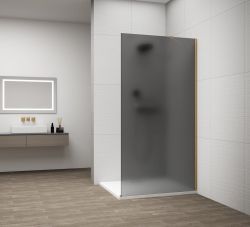 ESCA GOLD MATT jednoczęściowa kabina przysznicowa Walk-In, montaż przy ścianie, szkło mat dymione, 800 mm