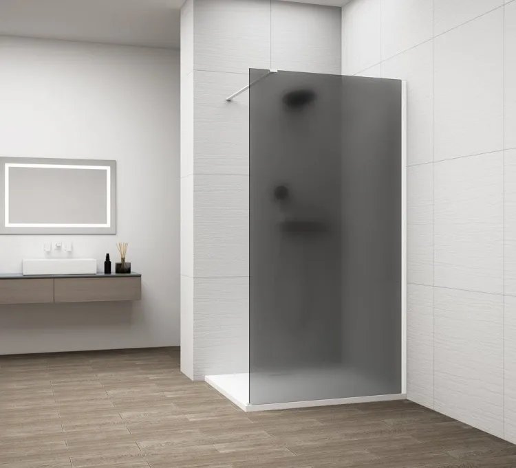 ESCA WHITE MATT jednoczęściowa kabina przysznicowa Walk-In, montaż przy ścianie, szkło mat dymione, 900 mm