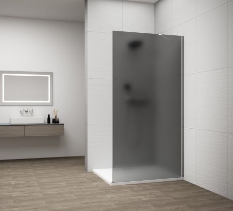 Przejdź do produktu ESCA CHROME jednoczęściowa kabina przysznicowa Walk-In, montaż przy ścianie, szkło mat dymione, 1000 mm