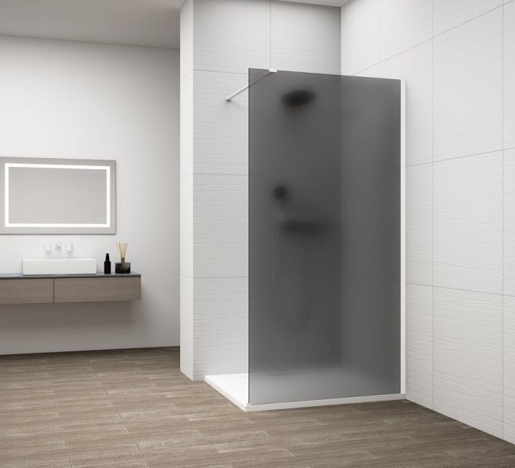 ESCA WHITE MATT jednoczęściowa kabina przysznicowa Walk-In, montaż przy ścianie, szkło mat dymione, 1000 mm