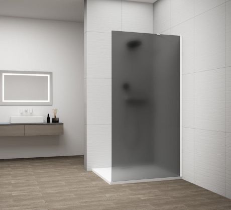 Przejdź do produktu ESCA WHITE MATT jednoczęściowa kabina przysznicowa Walk-In, montaż przy ścianie, szkło mat dymione, 1000 mm