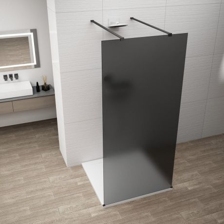 Przejdź do produktu ESCA BLACK MATT jednoczęściowa kabina przysznicowa Walk-In, szklo dymione, 1200 mm