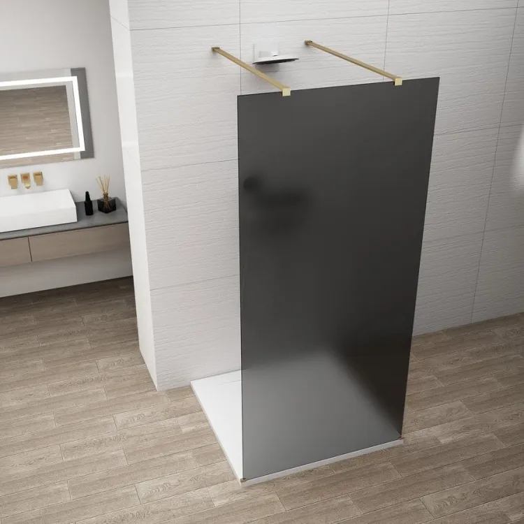 ESCA GOLD MATT jednoczęściowa kabina przysznicowa Walk-In, szklo dymione, 1500 mm