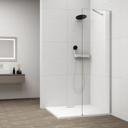 ESCA CHROME jednoczęściowa kabina przysznicowa Walk-In, montaż przy ścianie, szkło czyste, 400 mm