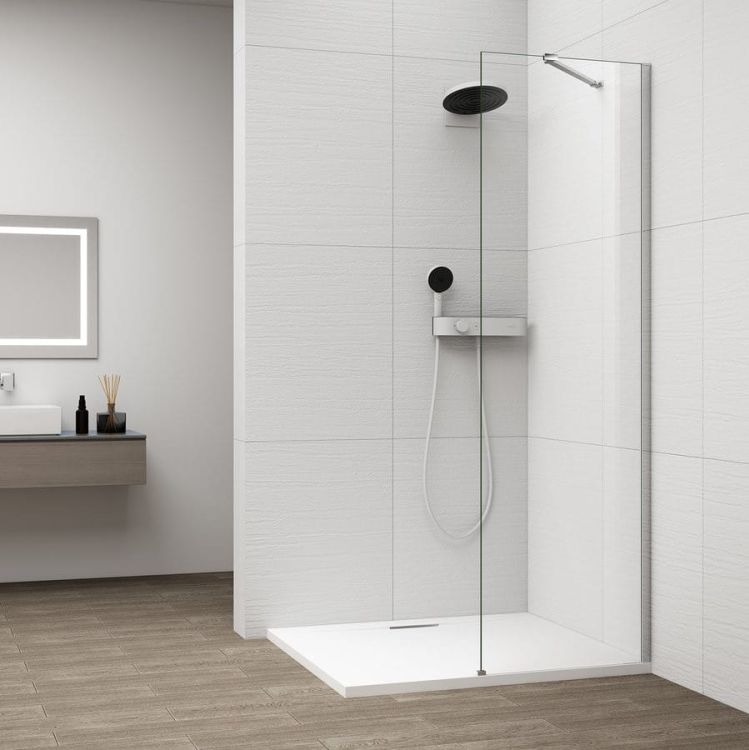 ESCA CHROME jednoczęściowa kabina przysznicowa Walk-In, montaż przy ścianie, szkło czyste, 400 mm