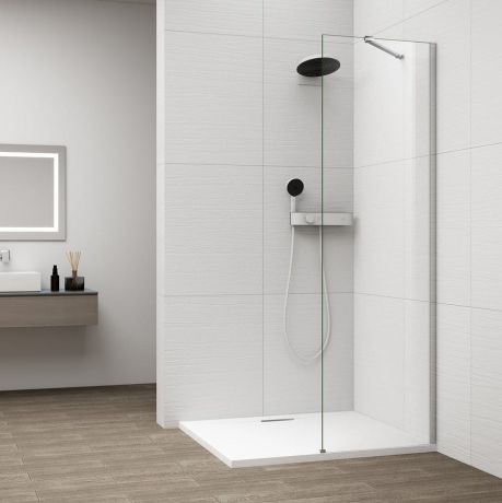 Przejdź do produktu ESCA CHROME jednoczęściowa kabina przysznicowa Walk-In, montaż przy ścianie, szkło czyste, 500 mm