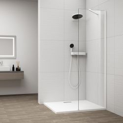 ESCA WHITE MATT jednoczęściowa kabina przysznicowa Walk-In, montaż przy ścianie, szkło czyste, 500 mm