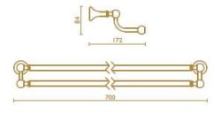 Akcesoria łazienkowe wieszak podwójny 40 cm B&A seria Regency RE 216 rysunek techniczny