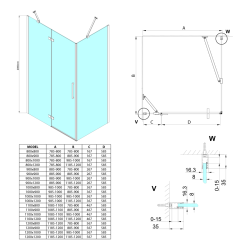 TRINITY CHROME kabina prysznicowa 1200x1000mm, szkło matowe, prawe