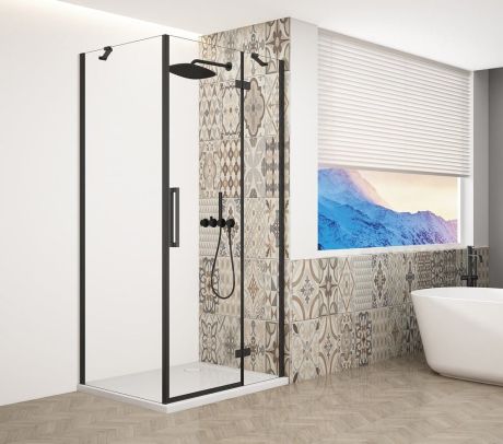 Przejdź do produktu TRINITY BLACK kabina prysznicowa 900x1200mm, szkło czyste, prawe