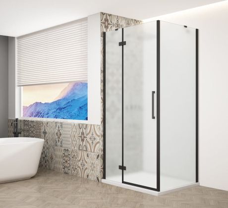 Przejdź do produktu TRINITY BLACK kabina prysznicowa 1100x800mm, szkło matowe, lewe