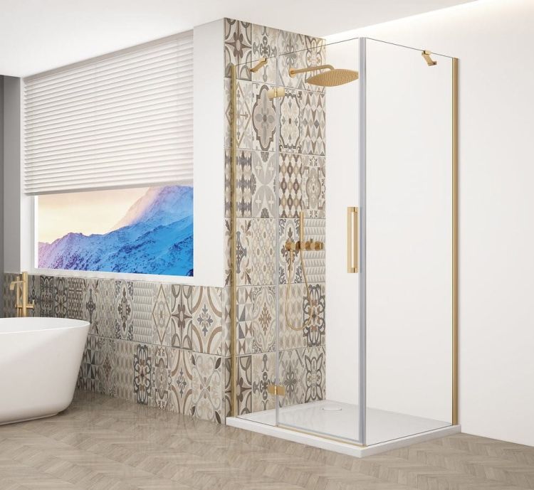 TRINITY GOLD MATT kabina prysznicowa 900x800mm, szkło czyste, lewe