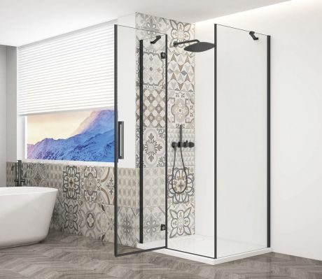 Przejdź do produktu TRINITY BLACK kabina prysznicowa 1200x900mm, szkło czyste, lewe