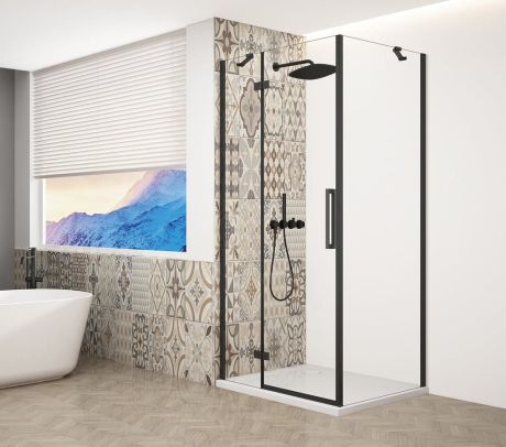 Przejdź do produktu TRINITY BLACK kabina prysznicowa 800x900mm, szkło czyste, lewe