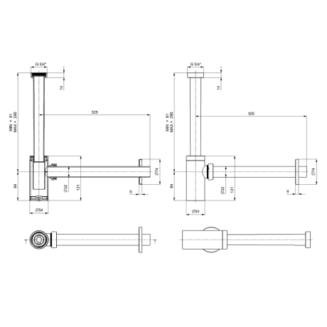 Przejdź do produktu KING Syfon umywalkowy 5/4", odpływ 32 mm, ABS/czarny mat