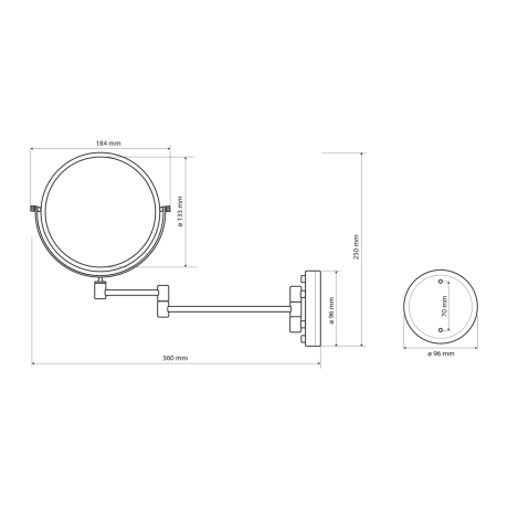 Przejdź do produktu Wiszące lusterko kosmetyczne, średnica 140mm, dwustronne, chrom