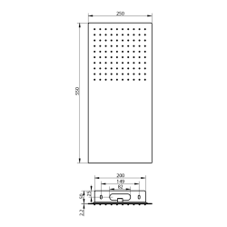 SLIM deszczownica ścienna z kaskadą 250x550mm, stal nierdzewna połysk