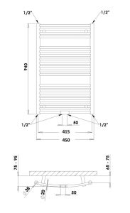 Grzejnik łazienkowy 45x94 cm PMH Danby D1.