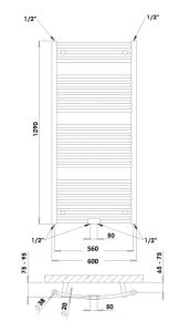 Grzejnik łazienkowy 60x94 cm PMH Danby D2.
