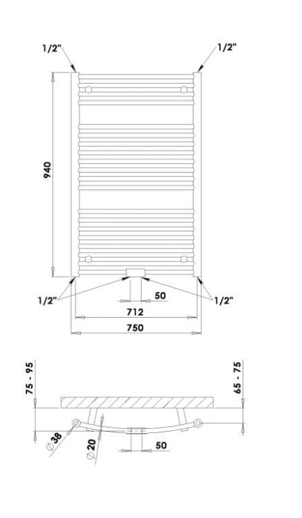 Grzejnik łazienkowy 75x94 cm PMH Danby D3.