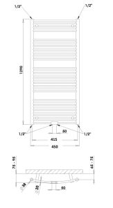 Grzejnik łazienkowy 45x129 cm PMH Danby D4.
