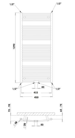 Przejdź do produktu Grzejnik łazienkowy 45x129 cm PMH Danby D4SS stal szczotkowana