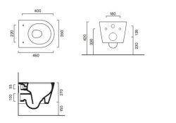Krótka miska WC Slim wisząca 46 cm Rimless deska wolnoopadająca w komplecie Catalano Zero biały