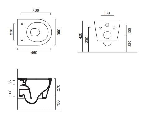 Krótka miska WC Slim wisząca 46 cm Rimless deska wolnoopadająca w komplecie Catalano Zero biały