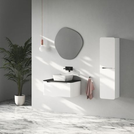Przejdź do produktu KERALA szafka pod umywalkę 80x35x47,5cm, 1 szuflada, biały połysk