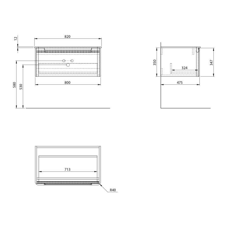 KERALA szafka pod umywalkę 80x35x47,5cm, 1 szuflada, agila