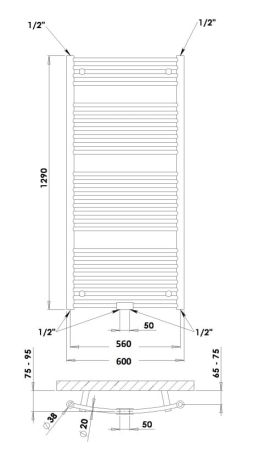 Przejdź do produktu Grzejnik łazienkowy 60x129 cm PMH Danby D5SS stal szczotkowana