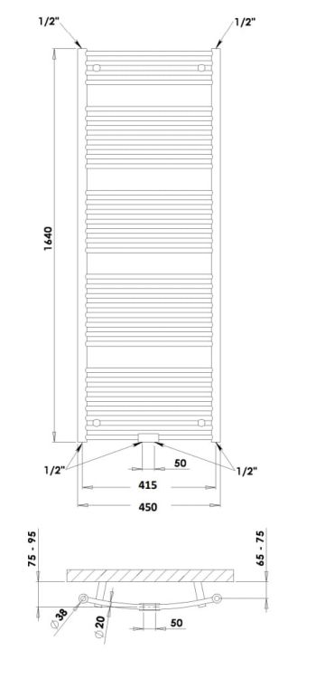 Grzejnik łazienkowy 45x164 cm PMH Danby D7.