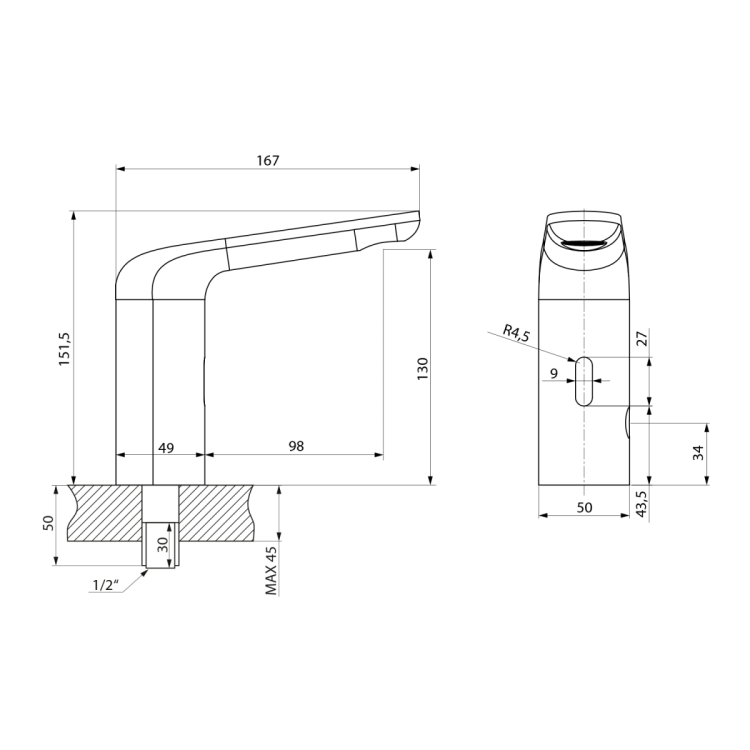 Bateria sensorowa stojąca, 6V DC (4xAA), złoto mat